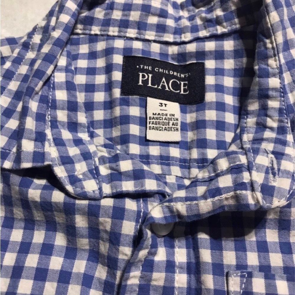 Blue Gingham The Children’s Place Button Shirt Boy’s 3T Easter